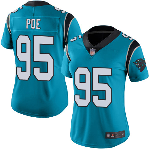 Carolina Panthers Limited Blue Women Dontari Poe Jersey NFL Football #95 Rush Vapor Untouchable->women nfl jersey->Women Jersey